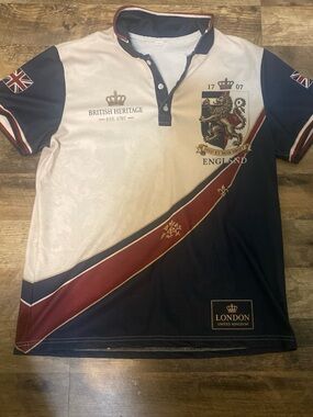 England Colorblock Polo Shirt in White, Navy & Burgundy